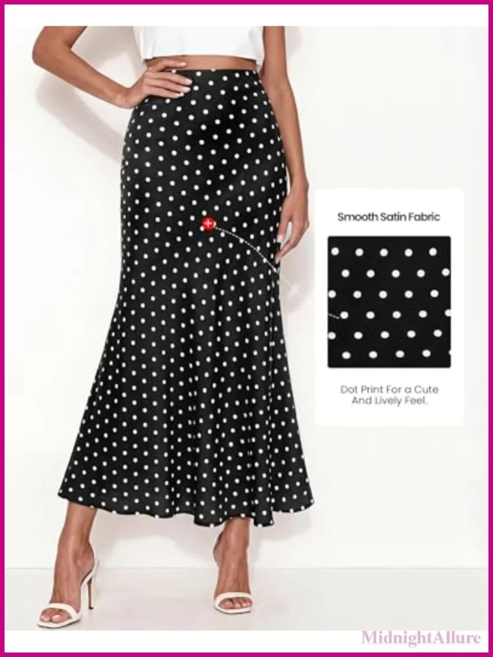 Lightweight A-Line Midi Skirt Satin High Waisted Wedding Guest